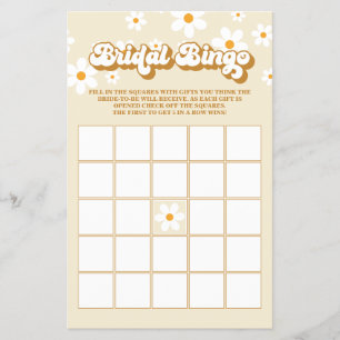 Retro Daisy bridal Shower Bingo Flyer