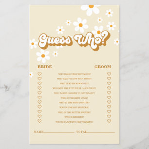 Retro Daisy bridal shower Game Flyer