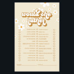 Retro Daisy bridal shower Game Flyer<br><div class="desc">Who knows the Bride best Bridal "Would she rather" shower game. Retro daisy design.</div>