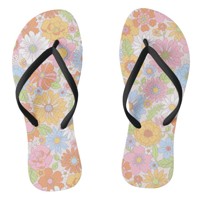 Retro Daisy Flip Flops, Pair of Daisy Flip Flops (Footbed)