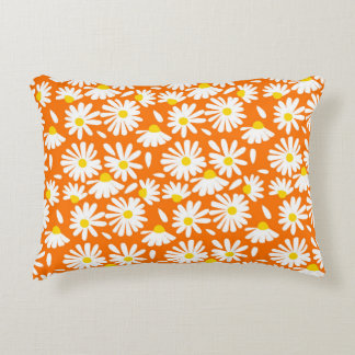 Retro daisy floral: orange vintage. decorative cushion