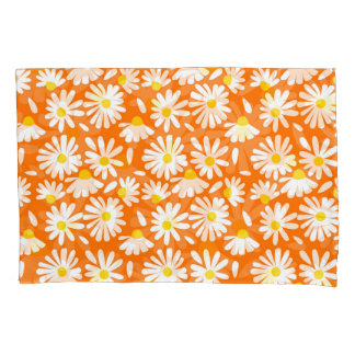 Retro daisy floral: orange vintage. pillowcase