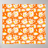 Retro daisy floral: orange vintage.