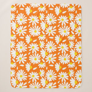 Retro daisy floral: orange vintage. sherpa blanket