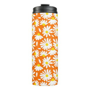 Retro daisy floral: orange vintage. thermal tumbler