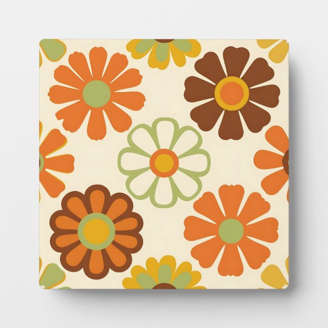 Retro Daisy Floral Pattern Plaque (Front)