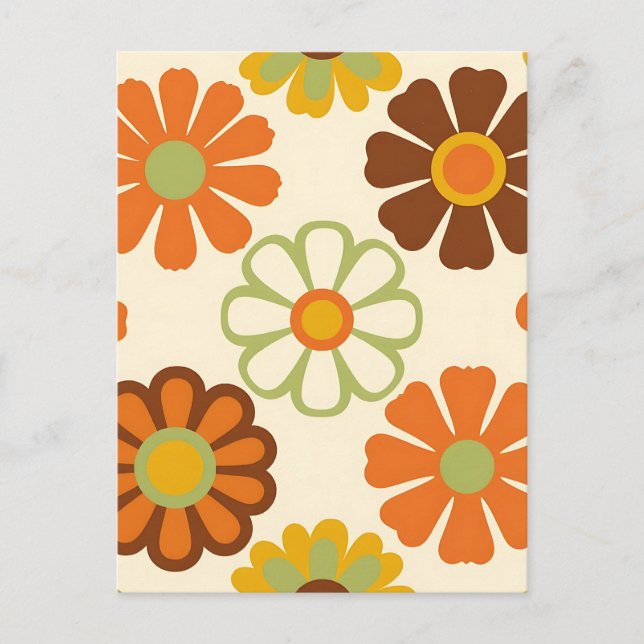Retro Daisy Floral Pattern Postcard (Front)
