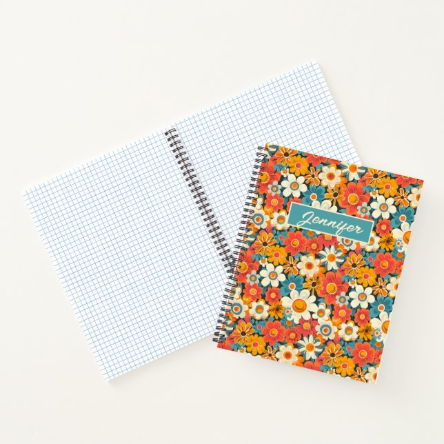 Retro Daisy Floral Personalized Notebook (Inside)