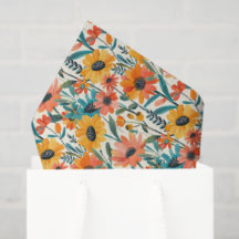 Retro Daisy Floral Tissue Paper