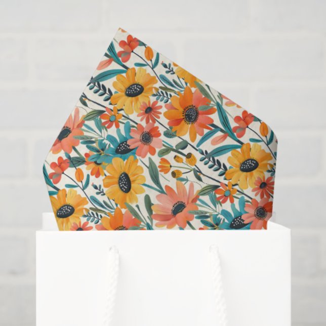 Retro Daisy Floral Tissue Paper (Gift Bag)