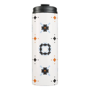 Retro Daisy Floral vintage Pattern Hand Drawn, Sea Thermal Tumbler