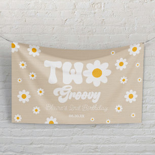 Retro Daisy Flower Two Groovy 2nd Birthday Party Banner