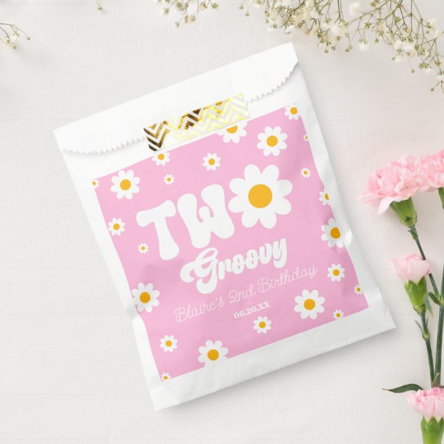 Retro Daisy Flower Two Groovy 2nd Birthday Party Favour Bags (Sealed)
