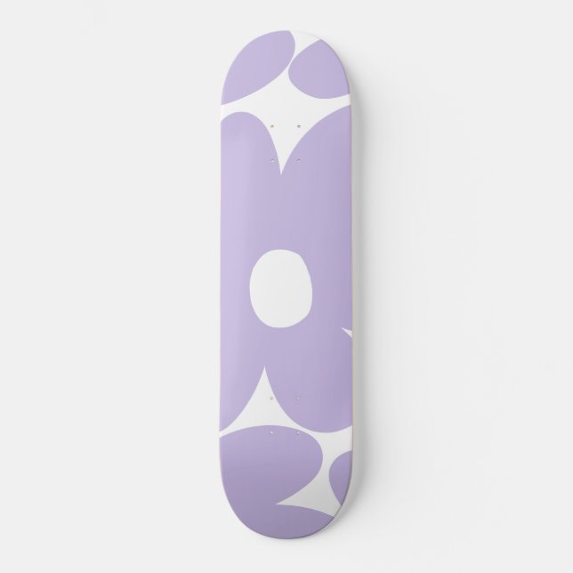 Retro Daisy Flowers in Lavender #1 #floral #art  Skateboard (Front)