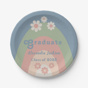 Retro Daisy Graduation Party Class of 2023 Paper Plate