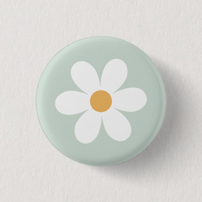 Retro daisy green boho 3 cm round badge (Front)