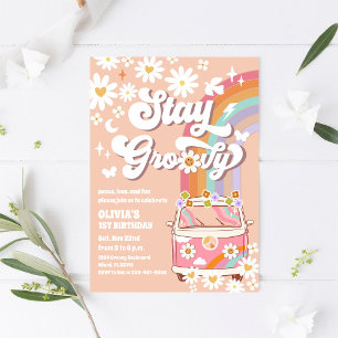 Retro Daisy Groovy Birthday Invitation