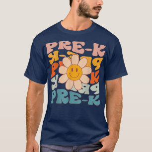 Retro Daisy Groovy Colourful PreK Teacher Student  T-Shirt