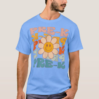 Retro Daisy Groovy Colourful PreK Teacher Student T-Shirt