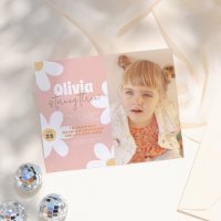 Retro Daisy Groovy Photo Birthday Budget Postcard