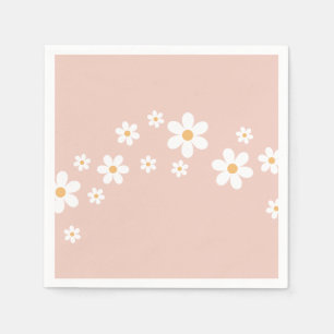 Retro Daisy Groovy Pink floral Napkin