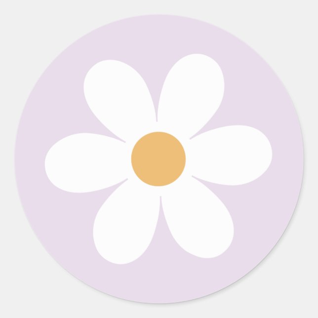 Retro daisy lilac boho classic round sticker (Front)