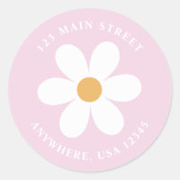 Retro daisy lilac boho return address label