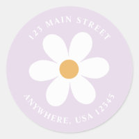 Retro daisy lilac boho return address label