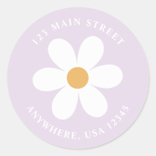 Retro daisy lilac boho return address label