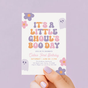 Retro Daisy Little Ghouls Boo Day Girl Birthday Invitation
