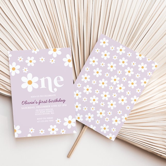 Retro Daisy One Floral 1st Birthday Invitation (Creator Uploaded)