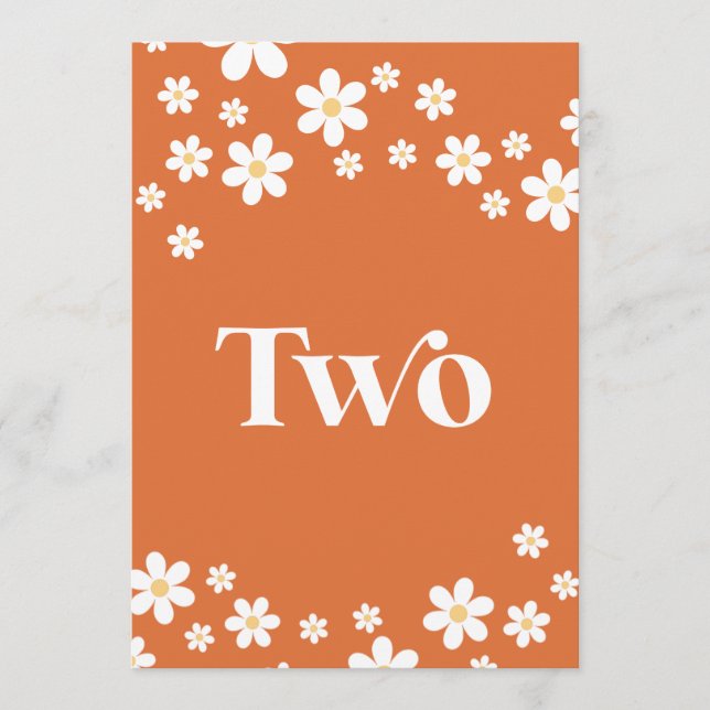 Retro daisy orange bridal shower table two invitation (Front)