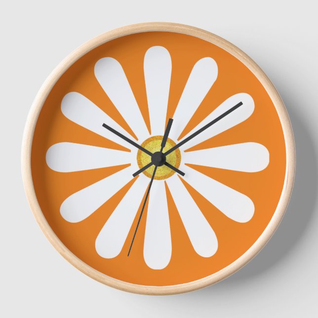 Retro daisy orange clock (Front)