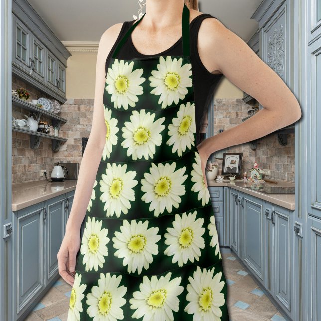 Retro  daisy pattern  in  dark green apron (Creator Uploaded)