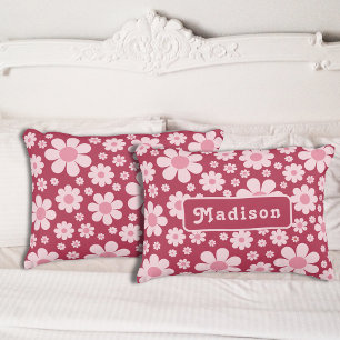 Retro Daisy Pattern Pink Pillowcase
