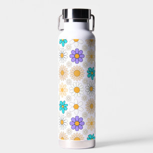 Retro Daisy Pattern Simple.01. No BG Water Bottle