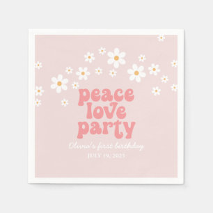 Retro Daisy Peace Love Party Birthday Napkin