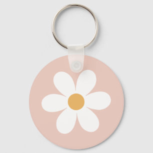 Retro daisy pink boho key ring