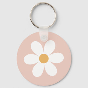 Retro daisy pink boho key ring