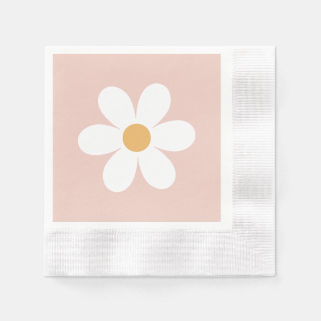 Retro daisy pink boho napkin (Front)