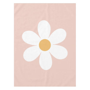 Retro daisy pink boho tablecloth