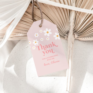 Retro Daisy Pink boho thank you favor Gift Tags