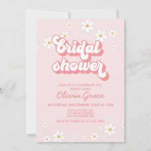 Retro Daisy Pink Bridal Shower Invitation
