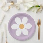 Retro daisy purple boho paper plates<br><div class="desc">Retro inspired first birthday plates with 70's style daisies and boho fonts and colours.</div>
