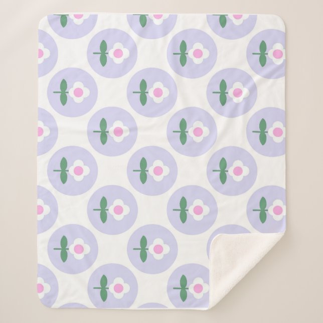 Retro Daisy Purple Teen Birthday Mothers Day Baby Sherpa Blanket (Front)