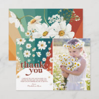 Retro Daisy Rainbow Birthday Thank You