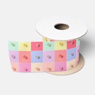 Retro daisy Red Pink Aqua Blue Floral Birthday par Satin Ribbon