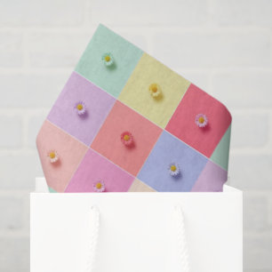 Retro daisy Red Pink Aqua Blue Floral Birthday par Tissue Paper