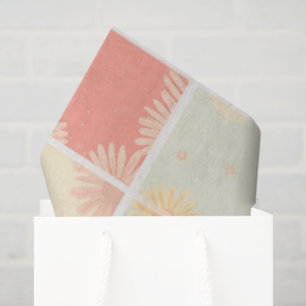 Retro daisy Red Pink Aqua Blue Floral Birthday par Tissue Paper