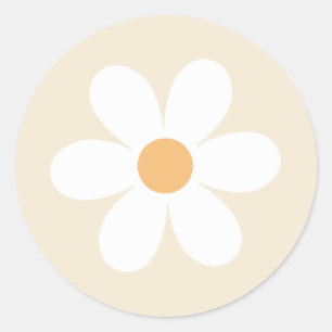 Retro daisy tan boho classic round sticker